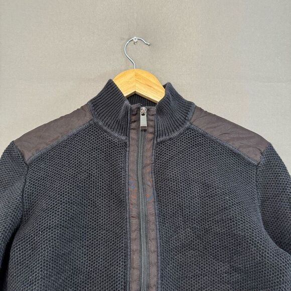 Calvin Klein Men’s Grey Zip Up Knit Sweater Size Small High Neck Cotton Blend - Picture 3 of 11